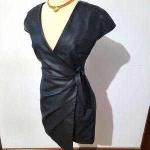 Vegan leather wrap dress